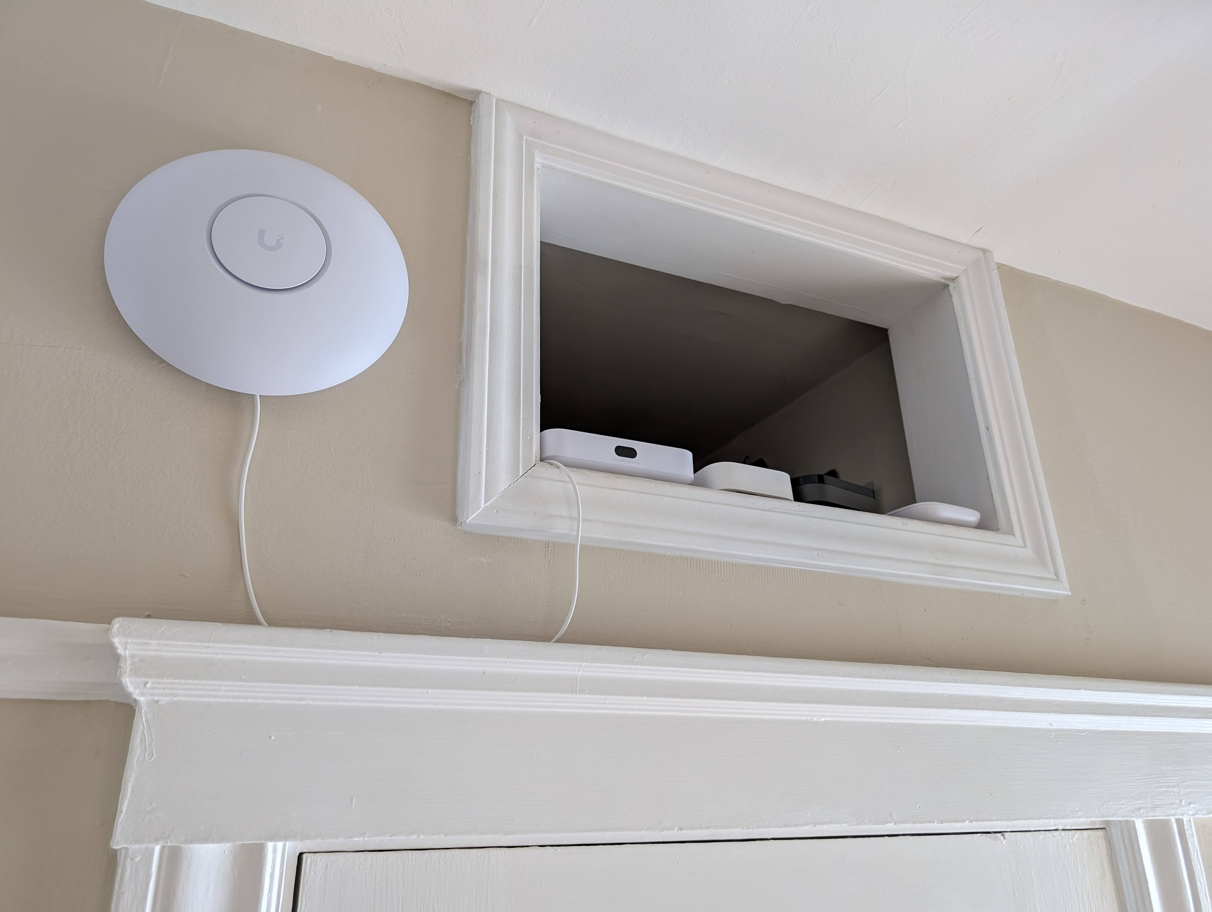 Photo of the hallway access point and gateway