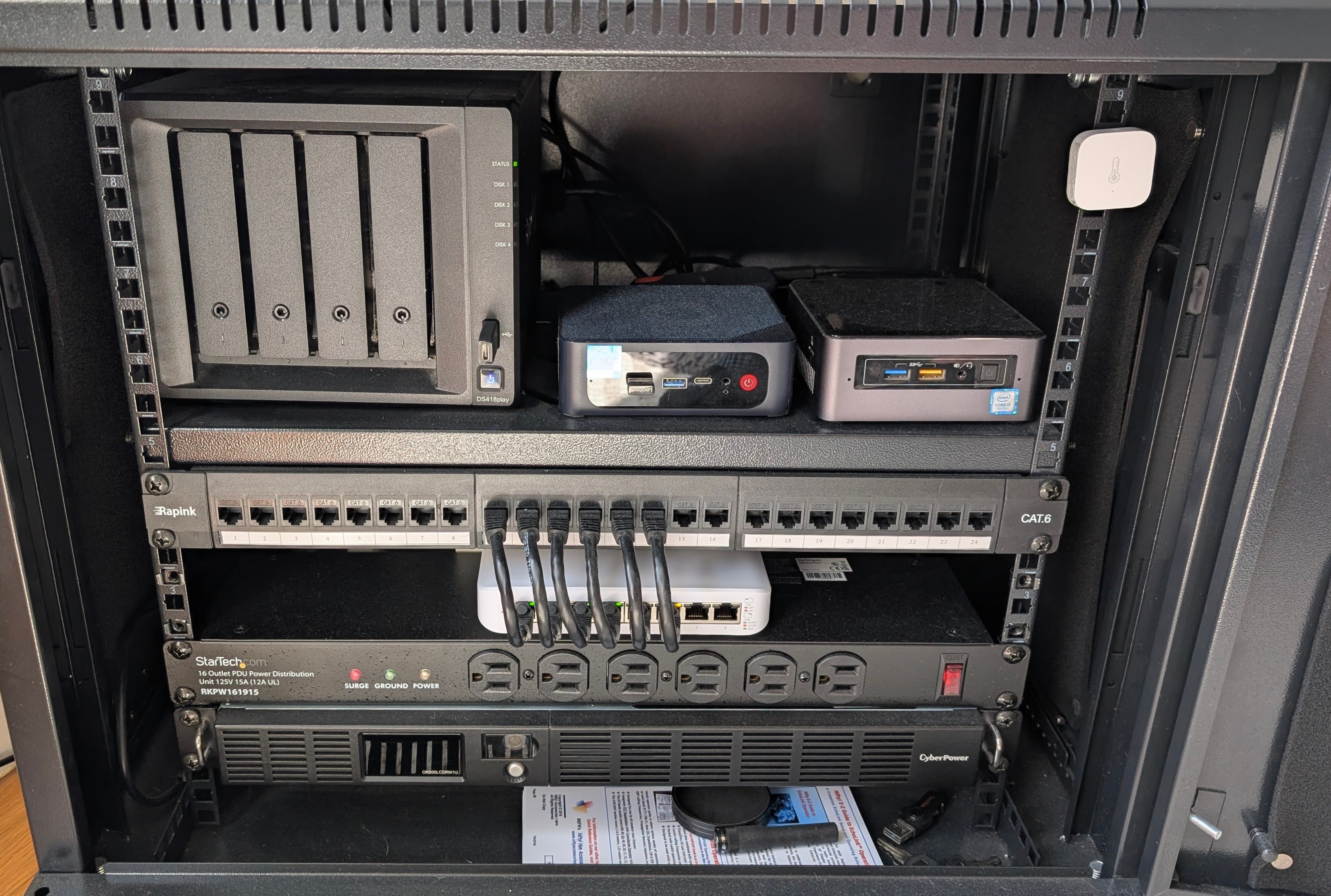 Photo of the devices in the server rack